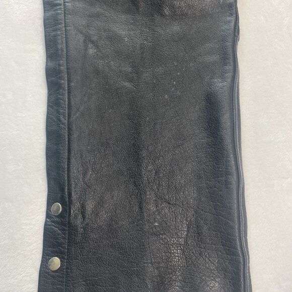 Vintage Barneys Leather Chaps Adult XL Black Leather Motorcycle Riding - Picture 8 of 15
